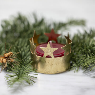 Star Tea-light Votive Antique Gold