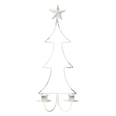 Festive Candle Holder Antique White