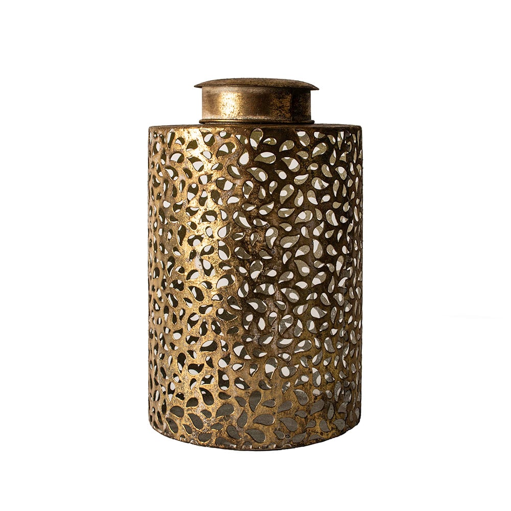 LED Metal Solar Lantern Antique Gold