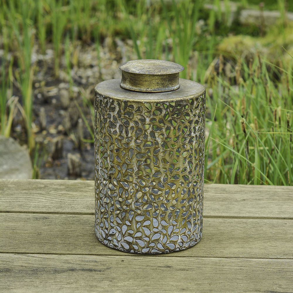 LED Metal Solar Lantern Antique Gold