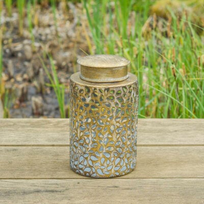 LED Metal Solar Lantern Antique Gold