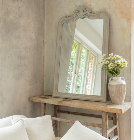 Ornate Mirror Antique Grey